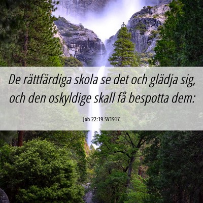 Picture 06 - Job 22:19 SV1917 - De rättfärdiga skola se det och glädja sig, - Bible Verse Picture