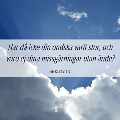 Picture 06 - Job 22:5 SV1917 - Har då icke din ondska varit stor, och voro ej - Bible Verse Picture
