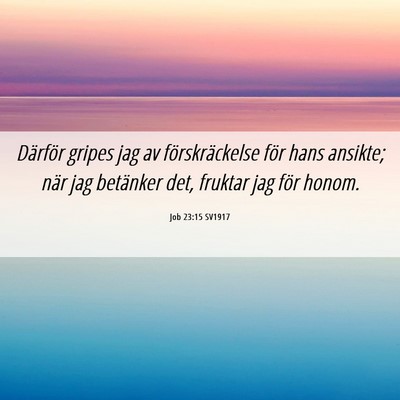 Picture 06 - Job 23:15 SV1917 - Därför gripes jag av förskräckelse för hans - Bible Verse Picture