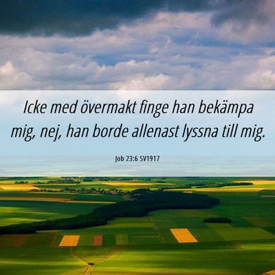 Picture 06 - Job 23:6 SV1917 - Icke med övermakt finge han bekämpa mig, nej, - Bible Verse Picture