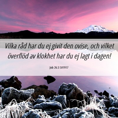 Picture 06 - Job 26:3 SV1917 - Vilka råd har du ej givit den ovise, och vilket - Bible Verse Picture
