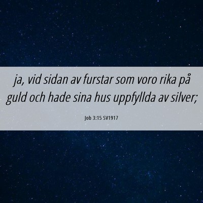 Picture 06 - Job 3:15 SV1917 - ja, vid sidan av furstar som voro rika på guld - Bible Verse Picture