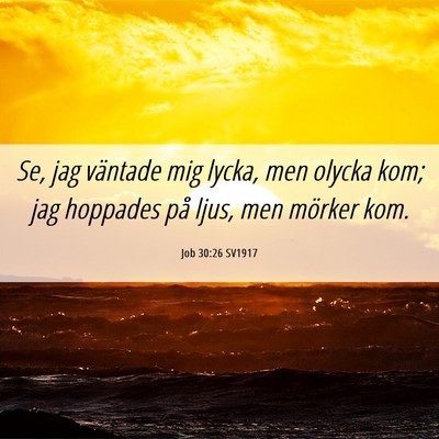 Picture 06 - Job 30:26 SV1917 - Se, jag väntade mig lycka, men olycka kom; jag - Bible Verse Picture