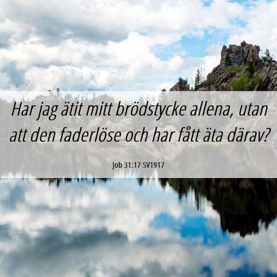 Picture 06 - Job 31:17 SV1917 - Har jag ätit mitt brödstycke allena, utan att - Bible Verse Picture