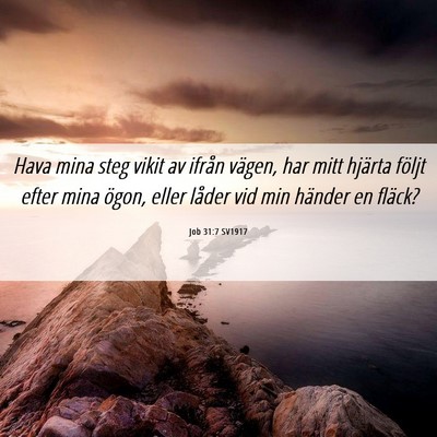 Picture 06 - Job 31:7 SV1917 - Hava mina steg vikit av ifrån vägen, har mitt - Bible Verse Picture