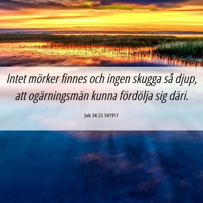 Picture 06 - Job 34:22 SV1917 - Intet mörker finnes och ingen skugga så djup, - Bible Verse Picture