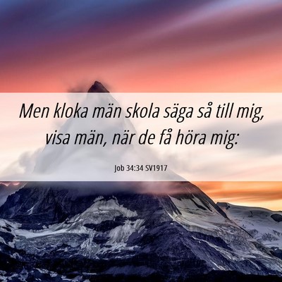 Picture 06 - Job 34:34 SV1917 - Men kloka män skola säga så till mig, visa - Bible Verse Picture