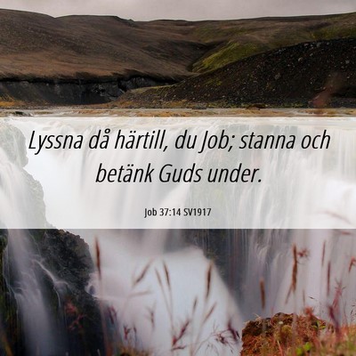 Picture 06 - Job 37:14 SV1917 - Lyssna då härtill, du Job; stanna och betänk - Bible Verse Picture