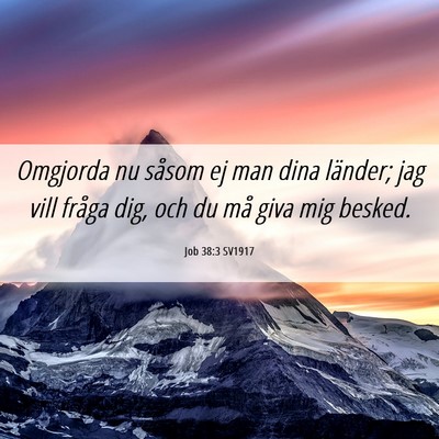 Picture 06 - Job 38:3 SV1917 - Omgjorda nu såsom ej man dina länder; jag vill - Bible Verse Picture