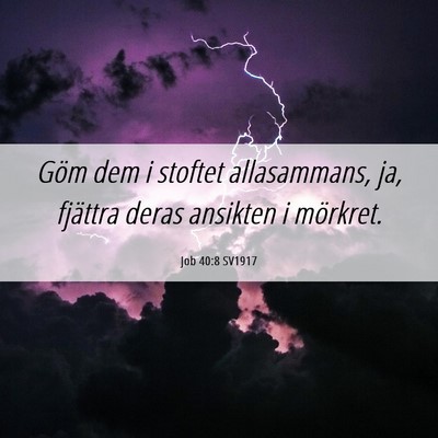 Picture 06 - Job 40:8 SV1917 - Göm dem i stoftet allasammans, ja, fjättra - Bible Verse Picture