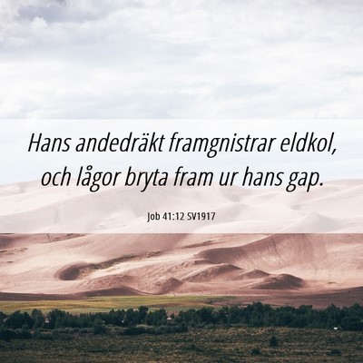 Picture 06 - Job 41:12 SV1917 - Hans andedräkt framgnistrar eldkol, och lågor - Bible Verse Picture