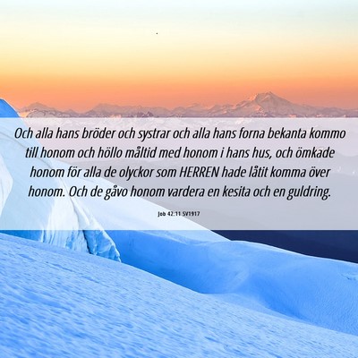 Picture 06 - Job 42:11 SV1917 - Och alla hans bröder och systrar och alla hans - Bible Verse Picture