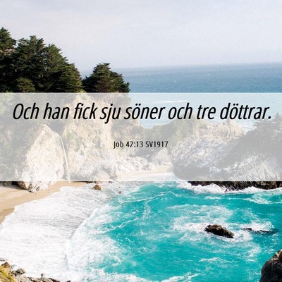 Picture 06 - Job 42:13 SV1917 - Och han fick sju söner och tre - Bible Verse Picture