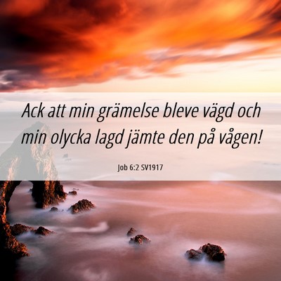Picture 06 - Job 6:2 SV1917 - Ack att min grämelse bleve vägd och min olycka - Bible Verse Picture