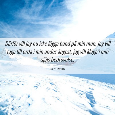 Picture 06 - Job 7:11 SV1917 - Därför vill jag nu icke lägga band på min - Bible Verse Picture