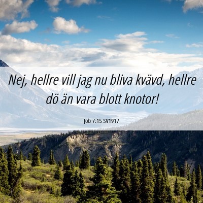 Picture 06 - Job 7:15 SV1917 - Nej, hellre vill jag nu bliva kvävd, hellre dö - Bible Verse Picture