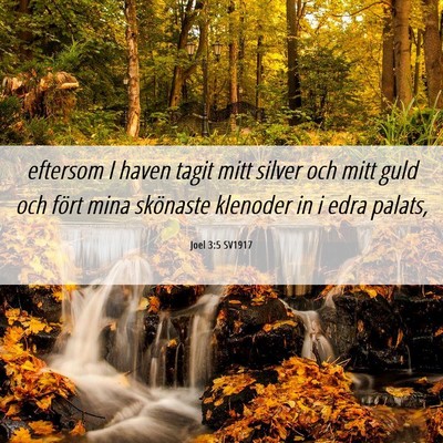Picture 06 - Joel 3:5 SV1917 - eftersom I haven tagit mitt silver och mitt guld - Bible Verse Picture