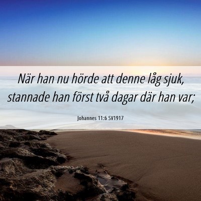 Picture 06 - Johannes 11:6 SV1917 - När han nu hörde att denne låg sjuk, stannade - Bible Verse Picture