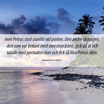 Picture 06 - Johannes 18:16 SV1917 - men Petrus stod utanför vid porten. Den andre - Bible Verse Picture