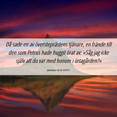 Picture 06 - Johannes 18:26 SV1917 - Då sade en av översteprästens tjänare, en - Bible Verse Picture