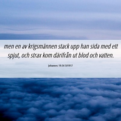 Picture 06 - Johannes 19:34 SV1917 - men en av krigsmännen stack upp han sida med ett - Bible Verse Picture