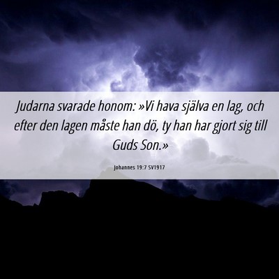 Picture 06 - Johannes 19:7 SV1917 - Judarna svarade honom: »Vi hava själva en lag, - Bible Verse Picture