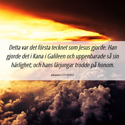 Picture 06 - Johannes 2:11 SV1917 - Detta var det första tecknet som Jesus gjorde. - Bible Verse Picture