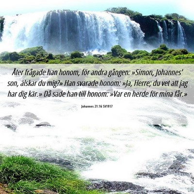 Picture 06 - Johannes 21:16 SV1917 - Åter frågade han honom, för andra gången: - Bible Verse Picture