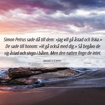 Picture 06 - Johannes 21:3 SV1917 - Simon Petrus sade då till dem: »Jag vill gå - Bible Verse Picture