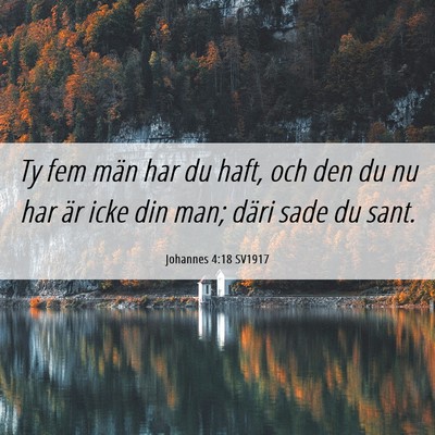 Picture 06 - Johannes 4:18 SV1917 - Ty fem män har du haft, och den du nu har är - Bible Verse Picture