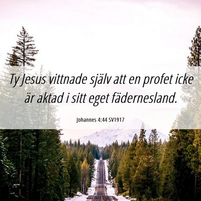 Picture 06 - Johannes 4:44 SV1917 - Ty Jesus vittnade själv att en profet icke är - Bible Verse Picture