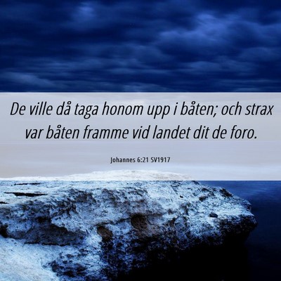 Picture 06 - Johannes 6:21 SV1917 - De ville då taga honom upp i båten; och strax - Bible Verse Picture