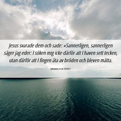 Picture 06 - Johannes 6:26 SV1917 - Jesus svarade dem och sade: »Sannerligen, - Bible Verse Picture