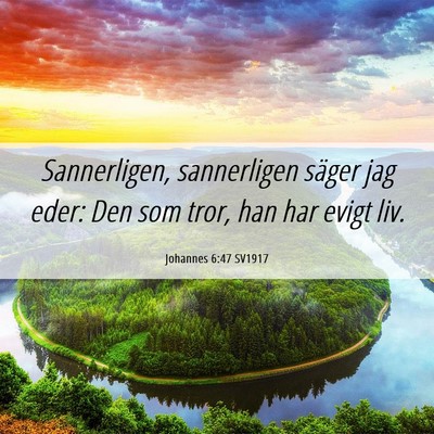 Picture 06 - Johannes 6:47 SV1917 - Sannerligen, sannerligen säger jag eder: Den som - Bible Verse Picture