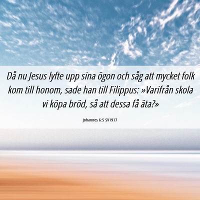 Picture 06 - Johannes 6:5 SV1917 - Då nu Jesus lyfte upp sina ögon och såg att - Bible Verse Picture