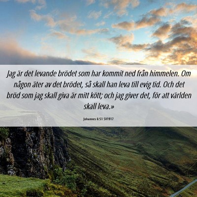 Picture 06 - Johannes 6:51 SV1917 - Jag är det levande brödet som har kommit ned - Bible Verse Picture