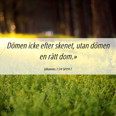 Picture 06 - Johannes 7:24 SV1917 - Dömen icke efter skenet, utan dömen en rätt - Bible Verse Picture
