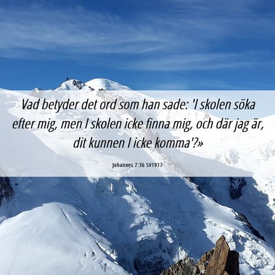 Picture 06 - Johannes 7:36 SV1917 - Vad betyder det ord som han sade: 'I skolen söka - Bible Verse Picture