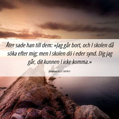 Picture 06 - Johannes 8:21 SV1917 - Åter sade han till dem: »Jag går bort, och I - Bible Verse Picture