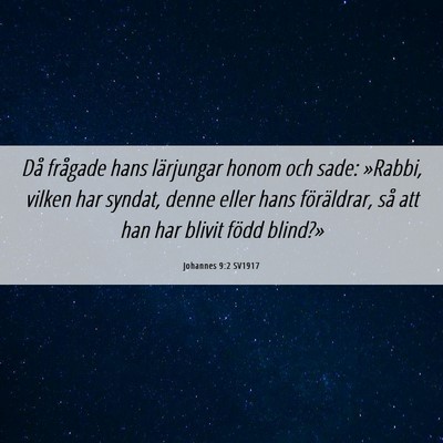 Picture 06 - Johannes 9:2 SV1917 - Då frågade hans lärjungar honom och sade: - Bible Verse Picture