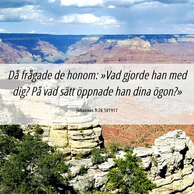 Picture 06 - Johannes 9:26 SV1917 - Då frågade de honom: »Vad gjorde han med dig? - Bible Verse Picture