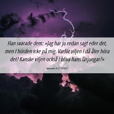 Picture 06 - Johannes 9:27 SV1917 - Han svarade dem: »Jag har ju redan sagt eder - Bible Verse Picture
