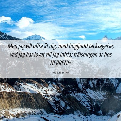 Picture 06 - Jona 2:10 SV1917 - Men jag vill offra åt dig, med högljudd - Bible Verse Picture
