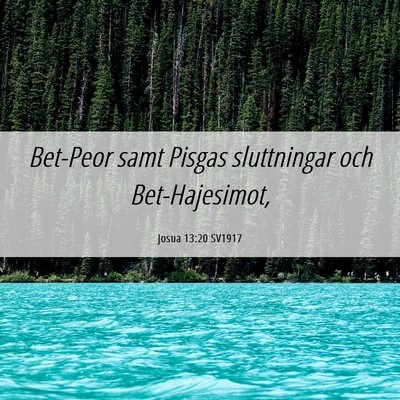 Picture 06 - Josua 13:20 SV1917 - Bet-Peor samt Pisgas sluttningar och - Bible Verse Picture
