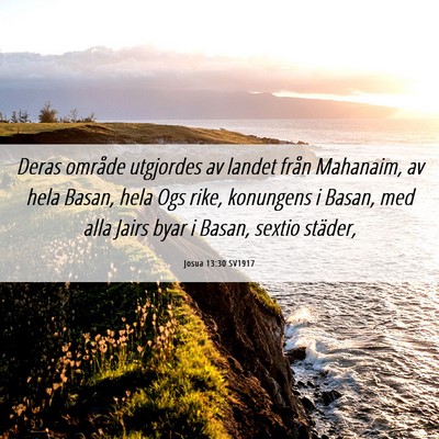 Picture 06 - Josua 13:30 SV1917 - Deras område utgjordes av landet från Mahanaim, - Bible Verse Picture
