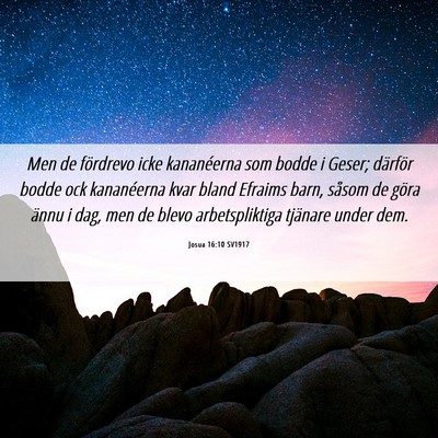 Picture 06 - Josua 16:10 SV1917 - Men de fördrevo icke kananéerna som bodde i - Bible Verse Picture