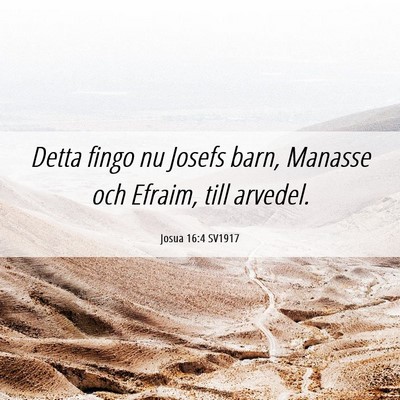 Picture 06 - Josua 16:4 SV1917 - Detta fingo nu Josefs barn, Manasse och Efraim, - Bible Verse Picture