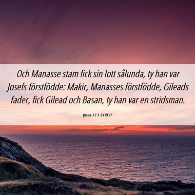 Picture 06 - Josua 17:1 SV1917 - Och Manasse stam fick sin lott sålunda, ty han - Bible Verse Picture