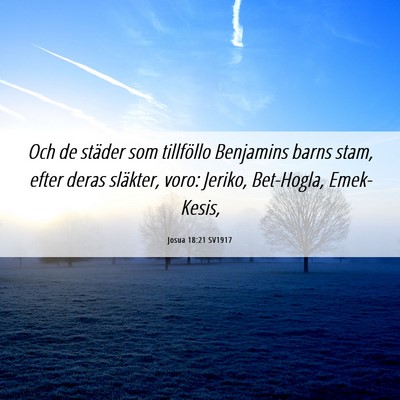 Picture 06 - Josua 18:21 SV1917 - Och de städer som tillföllo Benjamins barns - Bible Verse Picture