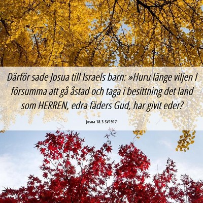 Picture 06 - Josua 18:3 SV1917 - Därför sade Josua till Israels barn: »Huru - Bible Verse Picture